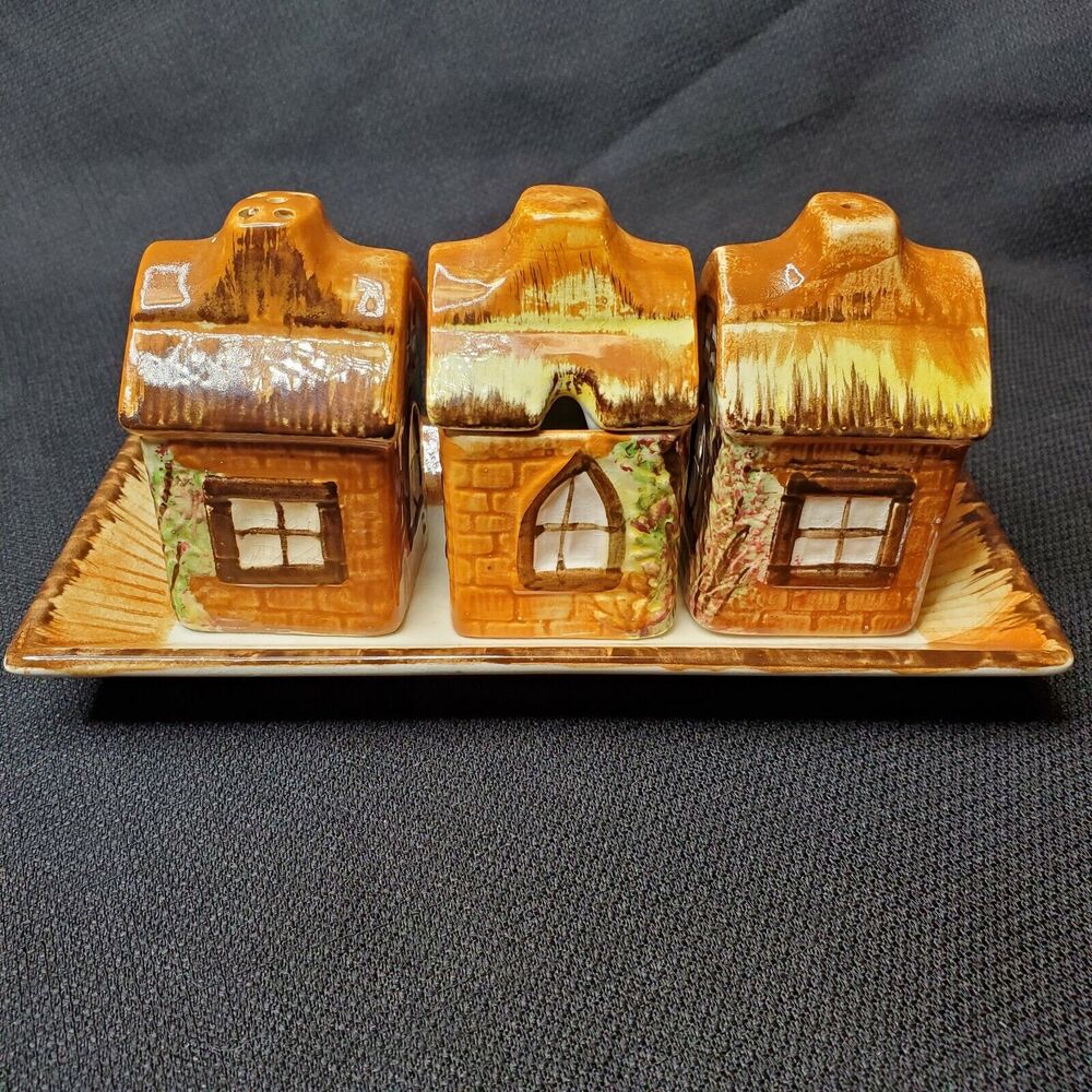 Antique 1940s Price Kensington English Cottage Ware Cruet Set Salt Pepper 845007